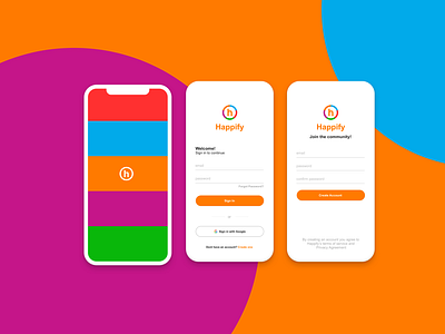 Happify UI Refresh app branding flat mobile ui ux