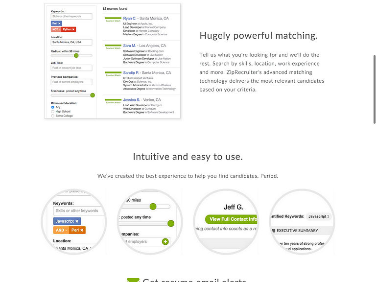 ZipRecruiter Resume Database by Blake Crosley on Dribbble