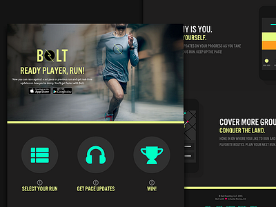 Bolt Running Landing Page android app gps ios landing run running