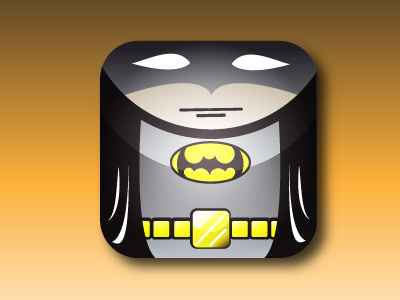 Batapp app bat batman button click man nick pruitt ui design user utility belt vector yellow