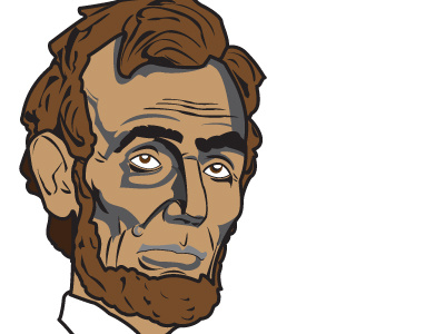 Abe lincoln abe vector illustration illustrator print color line quality beard hair eyes mouth brown shadows