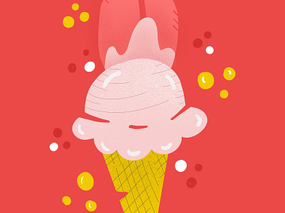 30 Days of Illustration: Liiiiick! bubbles draw ice cream ice cream cone illustration ipad pink procreate tongue yellow