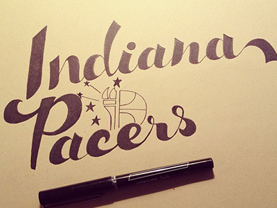 Pacers Lettering indiana ink lettering pacers