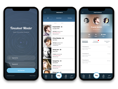 Timesheet Minder app design flow mobile ux visual