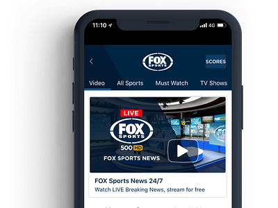 Foxsports App agency app branding icon illustration mobile navigation sports typogaphy ui ux