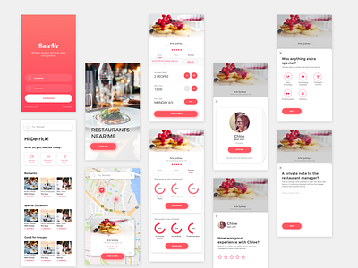 RateMe Mobile App app booking branding concept food illustration mobile prototype research restaurant review ui ux