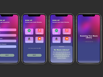 Wubly: Music App Sign-Up Flow app design graphic design illustration logo mobile music signup sonos spotify ui ux ux design