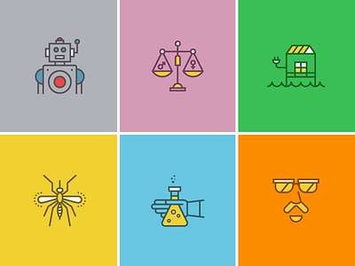 Popular Science Icon Set 02 bug design glasses house icon illustration popular science robot website