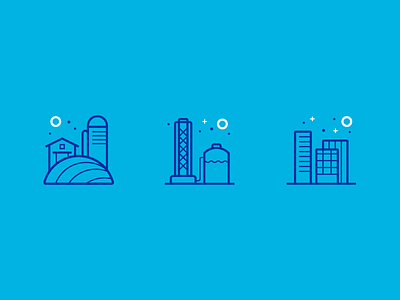 WIP Service Icons blue branding city design farm icons illustration service water well