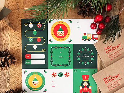 Co-motion Holiday Mailing branding candles christmas co motion design elf holiday illustration peppermint sandbox toy soldier wreath