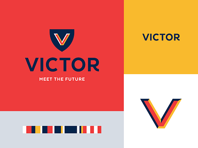 Victor Brand Board badge bevel brand branding color design identity logo mark monogram typography