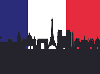 Paris Skyline with Flag design graphic design illustration vector
