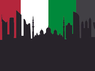 Abu Dhabi Skyline with Flag