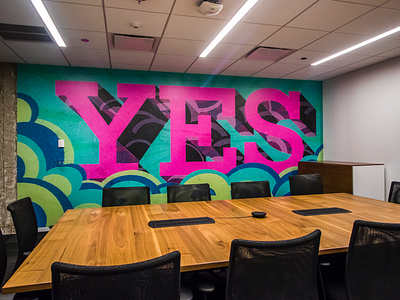 Mural - Design, print and install by Right Way Signs of Chicago conference room design digital print mural murals office sign signs typography vinyl wall wrap