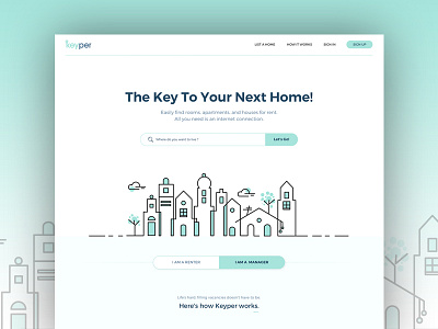 Landing page design - Keyper graphic design home homepage illustrations real estate ui design ux design