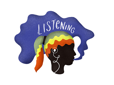 Listening digital 2d drawing music procreate procreate lettering silhouette texture