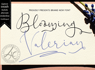 Blooming Valerian Font branding calligraphy design font graphic design handwritten logo typeface