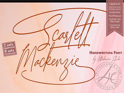 Scarlett Mackenzie Font branding calligraphy design font handwritten script font typeface
