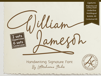 William Jameson Font branding calligraphy design font handwritten illustration script font typeface