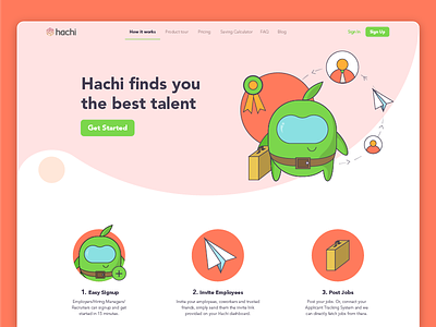 Hachi "How it works" Page Redesign connect creature hachi howitworks illustration jobs signup talent uiux