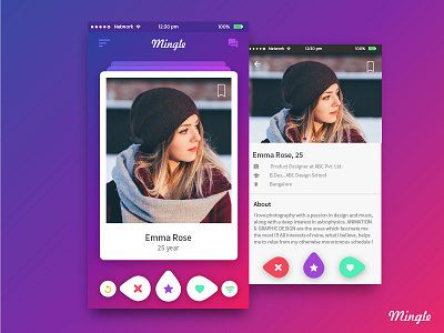 Mingle | Matrimonial Tinder version | Concept Design cards concept ios marry matrimonial mingle profile swipe tinder ui ux