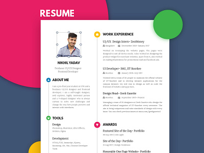 Resume | CV clean cv illustrator nikhil yadav portfolio resume