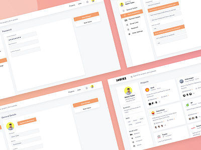 Profile and Edit Profile Screens clean cosmos edit forms indiez profile projects ui