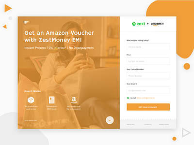 Product Gift Card Landing Page amazon clean ecommerce emi finance form gift product ui voucher zestmoney