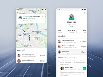 GoBuddy New Rider Notification app car sharing design driver ongoing ride ride sharing taxi ui ux