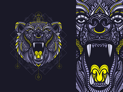 Bear head illustration branding design illustration vector