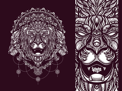 hand drawn ethnic lion head illustration anger animal artwork branding design drawing ethnic graphic design head illustration lion portrait print tattoo tribal tshirt vector wild wildlife