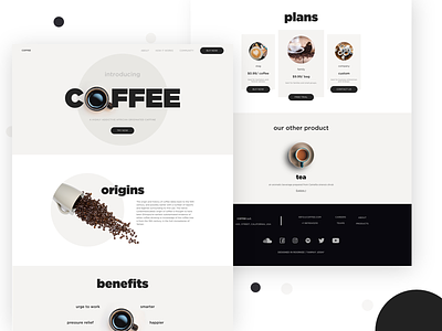 Coffee | Landing page concept cards coffee concept folds. marketing interface landing page ui ux