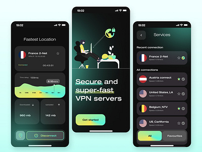 VPN mobile app UI design design illustration mobile app ui ui design uiux ux design vpn vpn app vpn mobile app