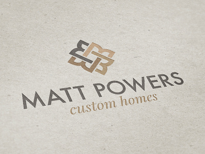 Matt Powers Custom Homes brown design logo tan