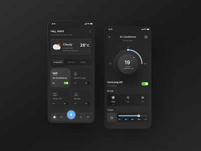 Smart Home App app design dark theme app darktheme design concept figmadesign futuristic futuristic app interface design mobileapp smart smart app smartdesign ui