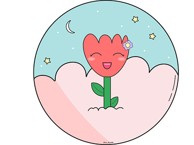 Lady Flor adorable character cute design doodle doodleart flower happy illustration kawaii pastel smile tulip vector