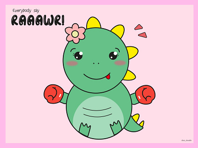 Mr. Paul adorable boxing character cute design dinosaur doodle doodleart happy illustration kawaii pastel