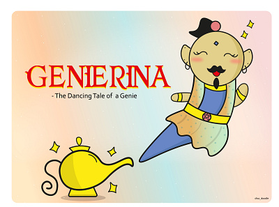 Genierina Fu adorable ballerina cartoon character cute dance design doodle doodleart genie happy illustration kawaii magic sparkle