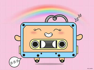 Bell adorable cartoon casette character cute design doodle doodleart happy illustration kawaii pastel rainbow smile