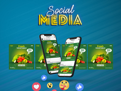 Vegetable Social Media Banner Design banner branding business design graphic design green green food illustration offer banner sale social media vagetable banner vegetable