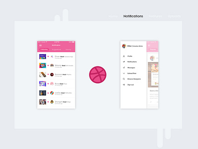 Dribbble App Screens