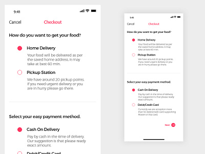 Food App-Checkout Screen app screen business clean food free mobile mockup popular restaurant ui ux wireframe