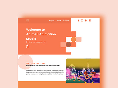 AnimeU - UI Design adobe xd branding design graphic design landing page minimal minimal design motion graphics shape illustration ui ui design uiux user interface user interface design ux design web design xd