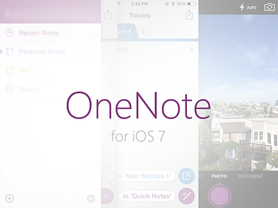 OneNote for iPhone ios7 iphone onenote redesign