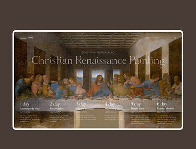 Renaissance concept design graphic design landig page landing minimalism museum ui