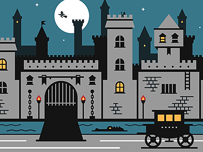Medieval Castle ai builder kit buildings castle fortress illustration illustrator middle ages night town vector witch