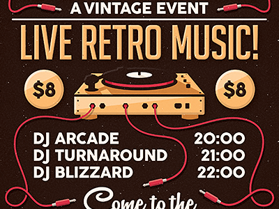 Classics - Flyer & Poster indie jack cable lp photoshop psd record retro template turntable typography vintage vinyl record