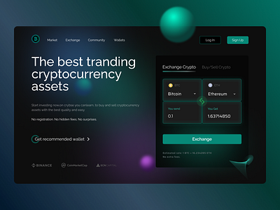 Cryptocurrency Exchange Website bitcoin crypto crypto art crypto wallet crypto website cryptoart cryptocurrency ethereum finance nft ui ux website