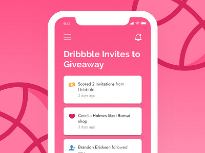 Two Dribbble Invites :) draft dribbble invite invites iphonex minimal pink welcome