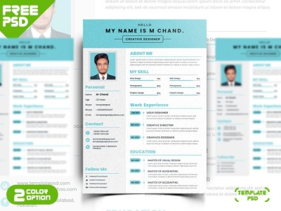 Free Creative Resume Template PSD backupgraphic chand clean creative cv doc docx freepsd infographic job manager microsoft modern photoshop professional psd resume student template word